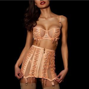 NWT Honey Birdette Shannon Waspie 3 Piece Set: Bra 34B, Waspie M, Thong M